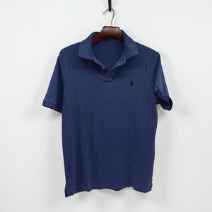 Polo Ralph Lauren Navy Blue Soft Jersey Cotton Polo Shirt Black Pony Logo M